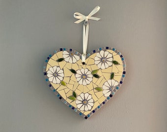 Mosaic Hanging Heart, Home Decor, Gifts for Her, handmade by Jo