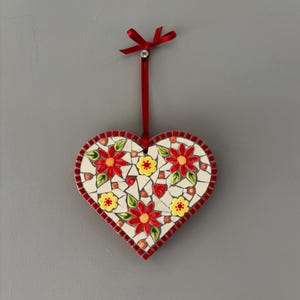 Mosaic Hanging Heart, Home Decor, Gifts for Her, designed & handmade by Jo