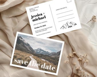 Vintage Photo Save the Date Template, Wedding Postcard (Digital Download)