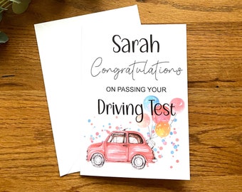 Passed driving test card, Congratulations driving,  test pass card, personalised, well done, learner driver passing