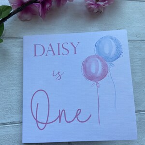 Carte bébé personnalisée ballon, enfant, carte bambin, carte de voeux bébé, ballon, carte bébé bleu rose, cadeau faire-part de naissance, 1 an
