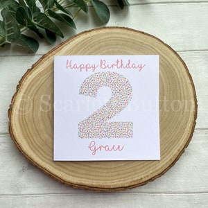 Carte de voeux d'anniversaire personnalisée, numéro floral, nièce, bébé, fille, jolie, fleurs
