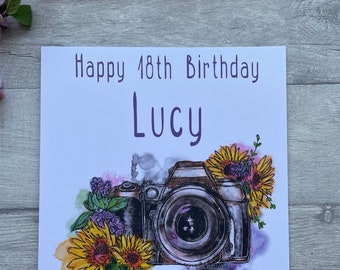 Fotografia, aparat, kartka urodzinowa, spersonalizowana kartka z gratulacjami