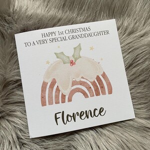 Gepersonaliseerde kerstkaart, kerstregenboog, eerste kerst, dochter, zoon, kleinkind, baby, kind