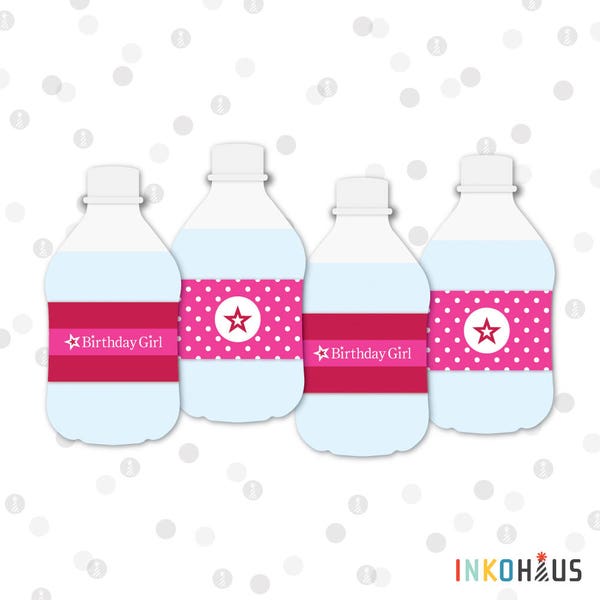 INSTANT DOWNLOAD - Water Bottle Labels - American Doll Printable Party Collection by InkoHaus - 2 Designs - PDF