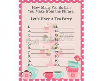 Tea Party Printable | Etsy