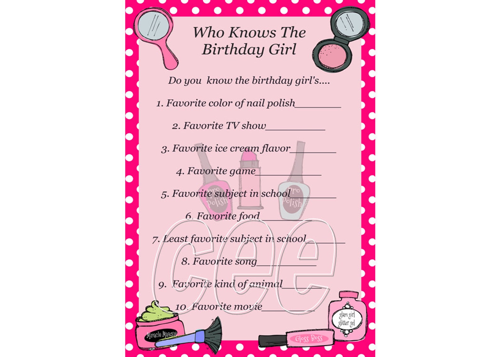Questions about birthday party