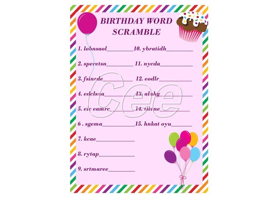 Free Printable Birthday Party Games