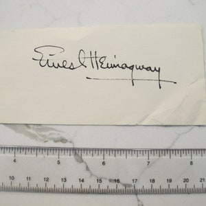 Ernest Hemingway HAND SIGNED Black Ink Autograph Signature Cut Excellent Author