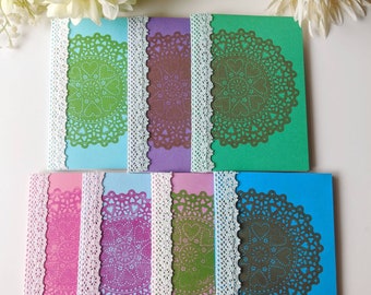 A6 blank sketchbook - notebook - sketchpad - hand printed - heart and lace