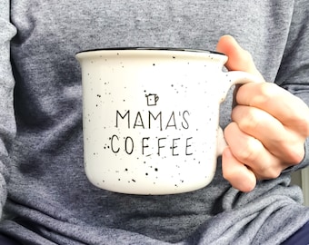 Mamas Coffee Sturdy White Ceramic Camper Mug Gift for Mothers Day Baby Shower Cozy Mug