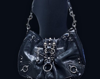 Goth Shoulder Bag, Punk Rock Bag, Spike Bag, Skull Bag