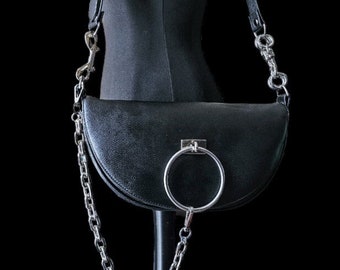 Goth shoulder bag, black crossbodybag, spike bag, skull bag, punk bag, PU leather bag