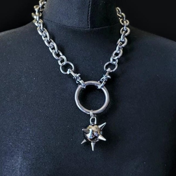 Spike ball necklace, goth necklace