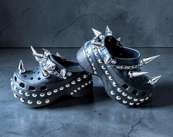 Crocs góticos/zuecos de plataforma punk/sandalias góticas de plataforma/zuecos góticos