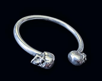 Skull bangle ,horseshoe bangle, goth bangle, skull horseshoe bangle