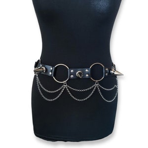 Black spike belt, Goth Spiked belt, black body belt