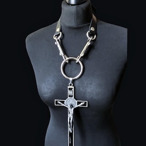 Crucifix necklace/goth necklace/cross choker/goth collar/crucifix goth pendant