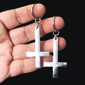 Inverted cross earrings