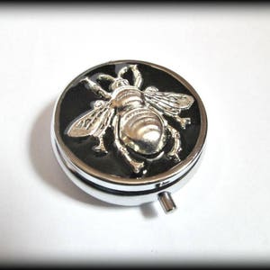 Metal Pill Box ,bee Pill Case, Gothic pill box, silver pill case , 3D pill box,steampunk bill box