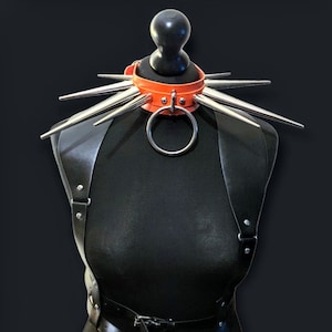 Ganit 150mm cone spike collar,orange spike collar ,goth choker ,punk collar