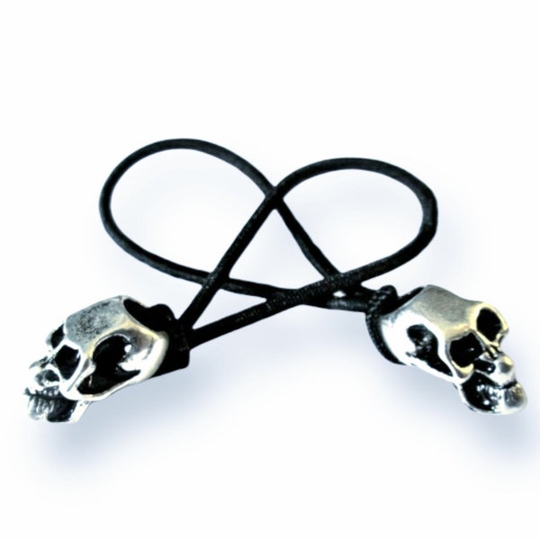 Silver Skull Ponytail Holder,gothic skull,skull hair band set of 2/Gothic/fantasy/punk