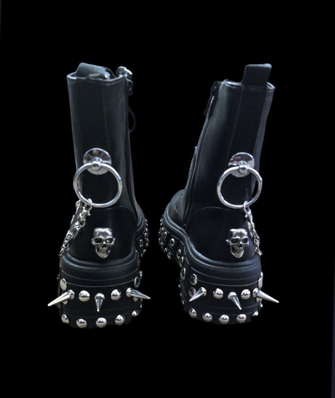 Goth Boots / Punk Platform Boots/ Spiked Goth Boot /knee Length Boots