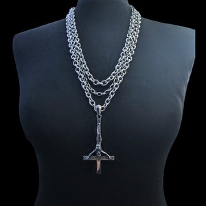 Inverted crucifix necklace, stainless Steel crucifix necklace, inverted cross pendant