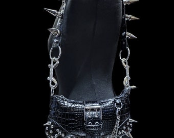 Black Spike Bag/mini Shoulder Bag/small Cocktail Bag/punk Bag