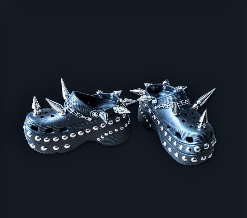 Goth crocs/ punk platform clogs/ platform goth sandals/goth clog shoe image 1