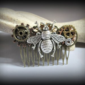 Large Bee hair accessories-Steampunk hair comb-hair fork-watch parts steampunk hair comb-gothic hair clip