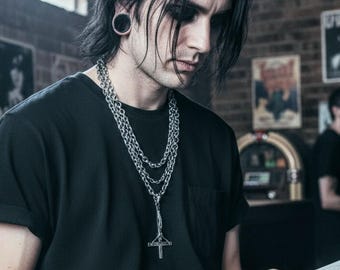 Inverted crucifix necklace, stainless Steel crucifix necklace, inverted cross pendant