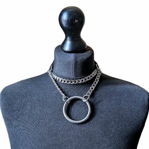 Heavy stainless steel chains choker/goth necklace/chain choker/goth collar/multi layer chain necklace