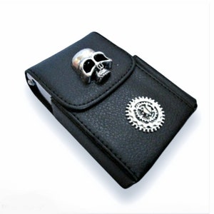 Black Leather Cigarette Case With Lighter Pocket-skull Cigarette Case-steampunk  Cigarette Holder -cigarette Case