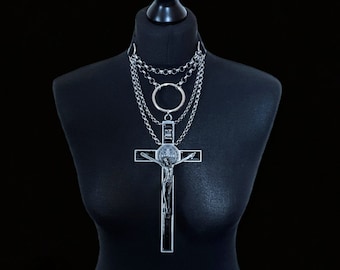 Crucifix necklace/goth necklace/cross choker/goth collar/crucifix goth pendant