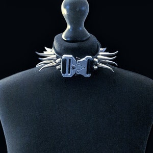 Collar con púas negras, gargantilla de cuero vegano, collar gótico, gargantillas con púas de ganancia