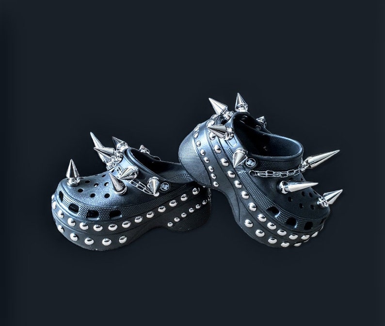 Goth crocs/ punk platform clogs/ platform goth sandals/goth clog shoe image 4