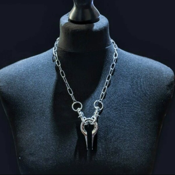 Goth necklace, stainless Steel chain necklace