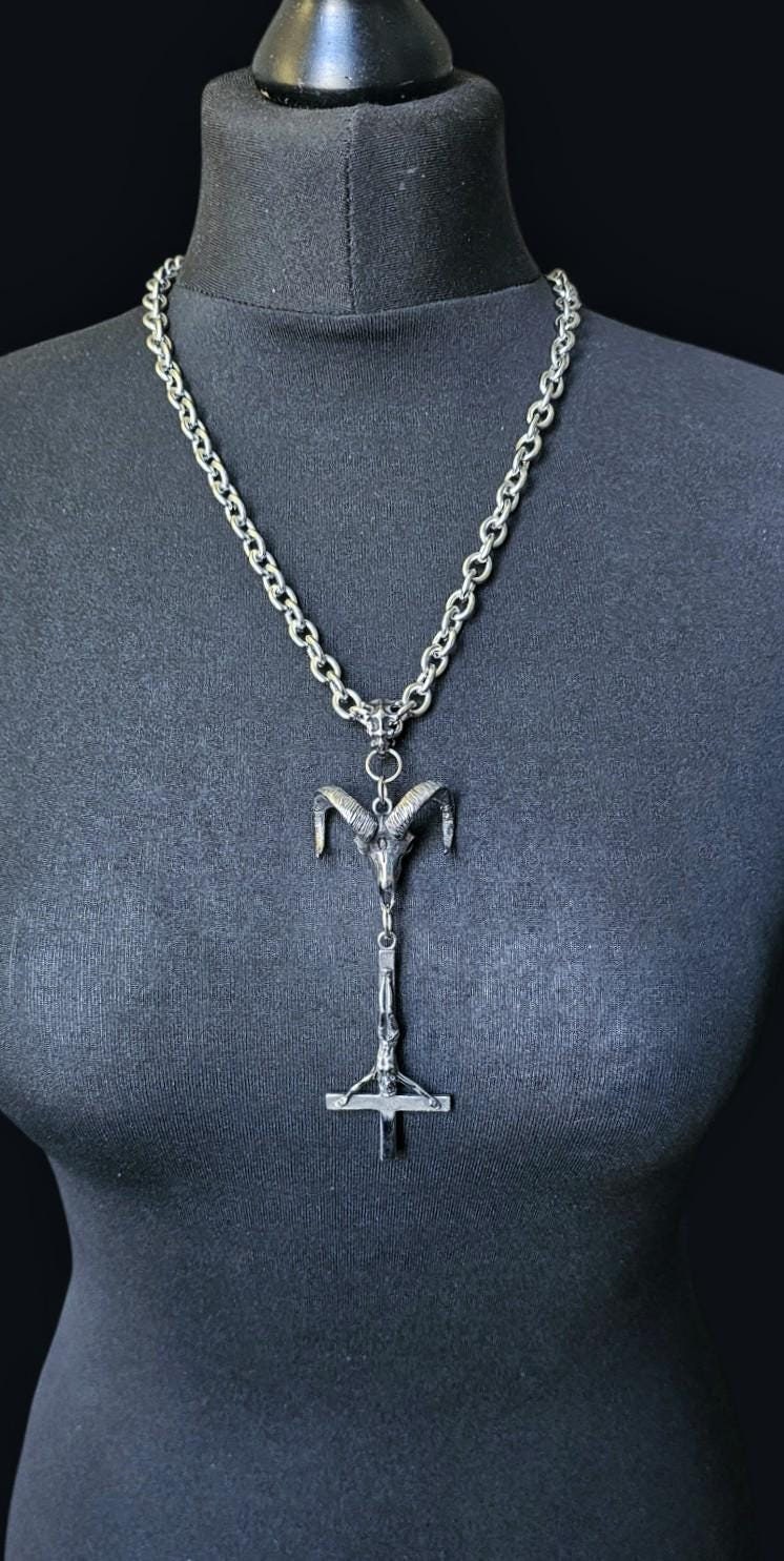 Inverted crucifix necklace, stainless Steel crucifix necklace, inverted cross pendant