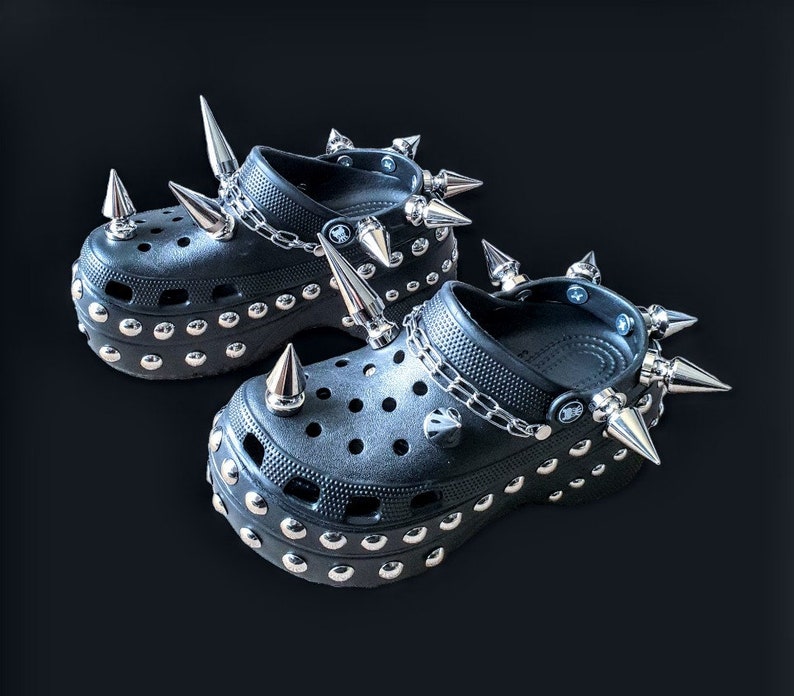 Goth crocs/ punk platform clogs/ platform goth sandals/goth clog shoe image 2