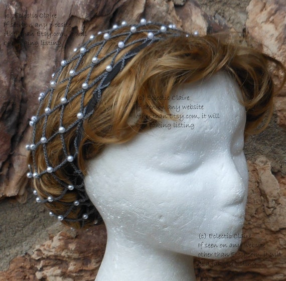 Beaded Renaissance Hair Snood Pewter Grey Dove Gray With Etsy