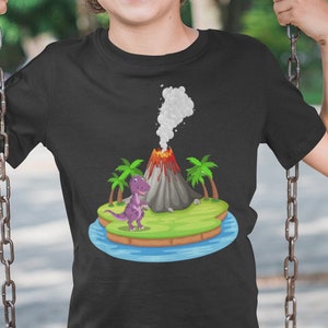 Volcano and Dinosaur Cute Toddler Short Sleeve Tee