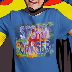 Jugend Weather Watcher Map Storm Chaser Tornado Hurrikan Meteorologie Kurzarm Kinder Jungen Mädchen T-Shirt