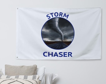 Bandera decorativa de cazador de tormentas, meteorología, entusiasta del clima, pronosticador, área de estudio en dormitorio universitario