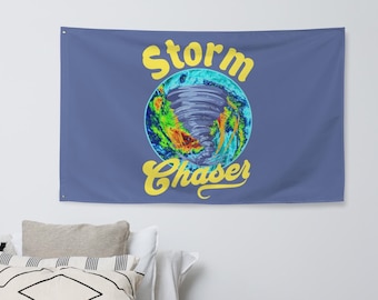 Bandera decorativa de cazador de tormentas, meteorología, entusiasta del clima, pronosticador, dormitorio, área de estudio, oficina.
