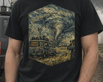 Tornado Chase Scene T-Shirt | Stormed Sky Hexagon Artwork