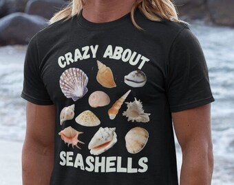 Loco por las conchas. Cazador de conchas, buscador de conchas en la playa, camiseta unisex de verano.