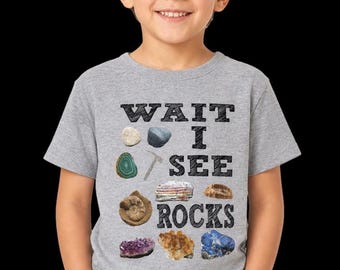 Wait I See Rocks Youth T-Shirt: Geology Gift for Kids
