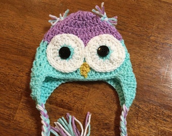 Newborn Hats, Crochet Owl hat, photo prop, baby owl hat