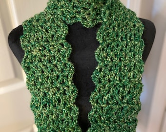 Crocheted Scarf, Knit scarf, green scarf, crocheted items